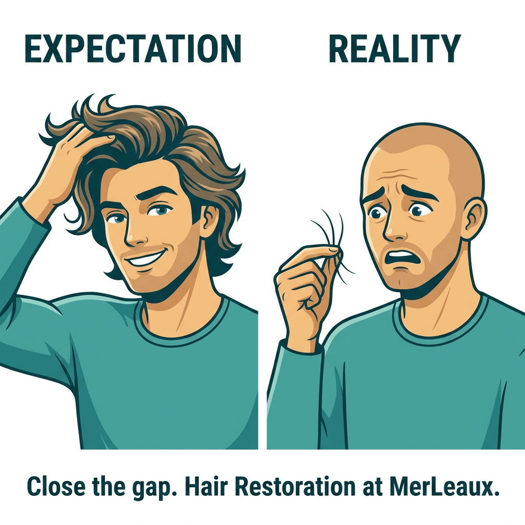 Hair restoration results illustration — Root Awakening ResurFX at MerLeaux