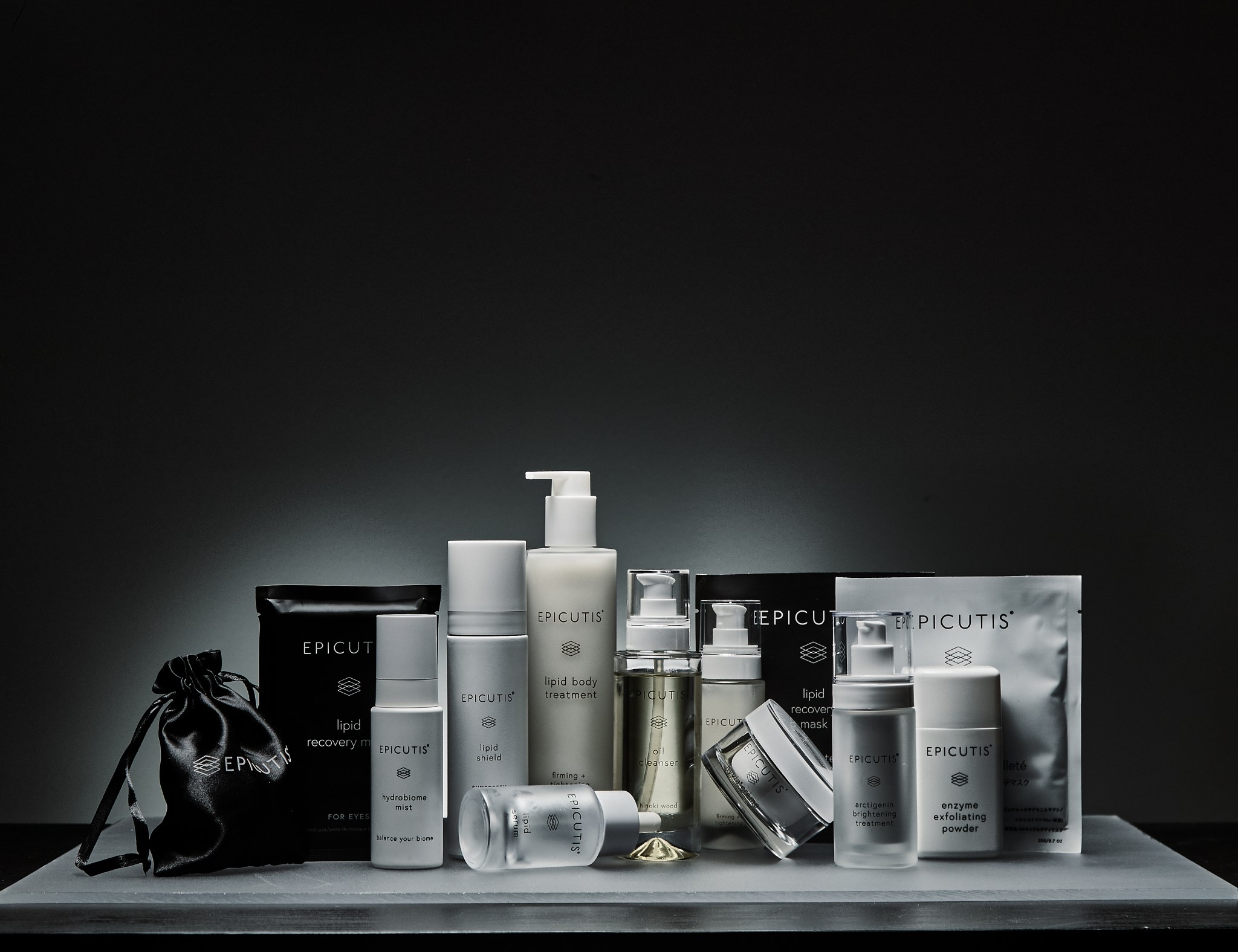 The complete Epicutis professional skincare line at MerLeaux Aesthetics, featuring the Oil Cleanser, Enzyme Exfoliating Powder, Lipid Serum, and Hyvia Crème for total barrier repair.